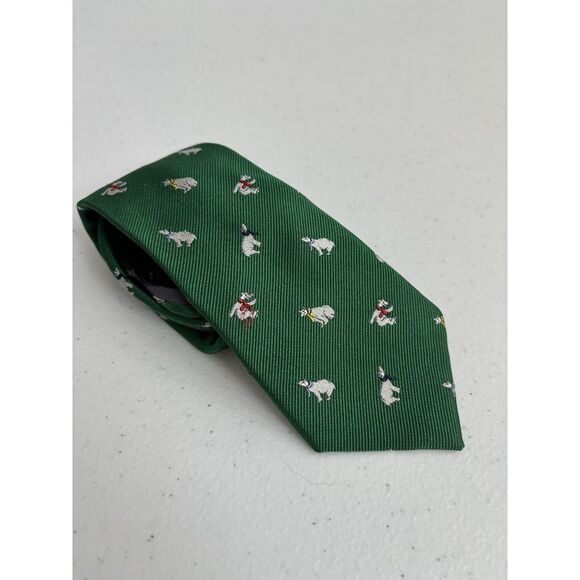 Club Room Boy's 100% Silk Green Polar Bear Zipper‎ Adjustable Necktie - Picture 1 of 8